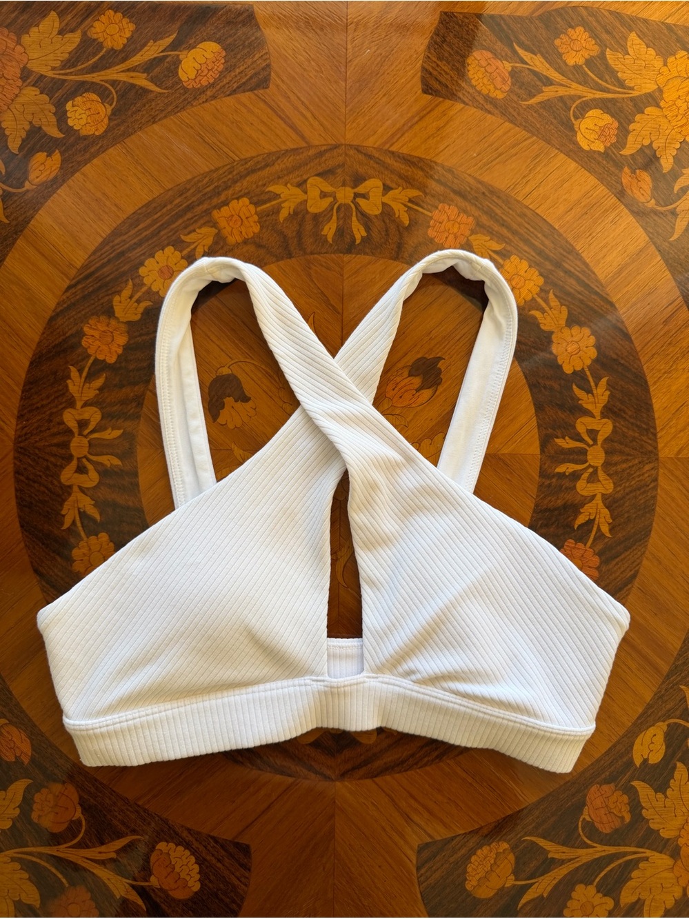 ALO Yoga White Crossback Ribbed Sports Bra